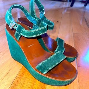 Prada suede wedge sandal